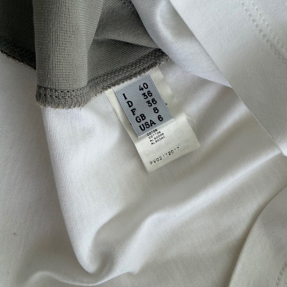 Vtg Pollini Tank Top White Cotton Velvet Side Panel Y2K EuroChic Minimalist Sz 6 - Picture 8 of 16